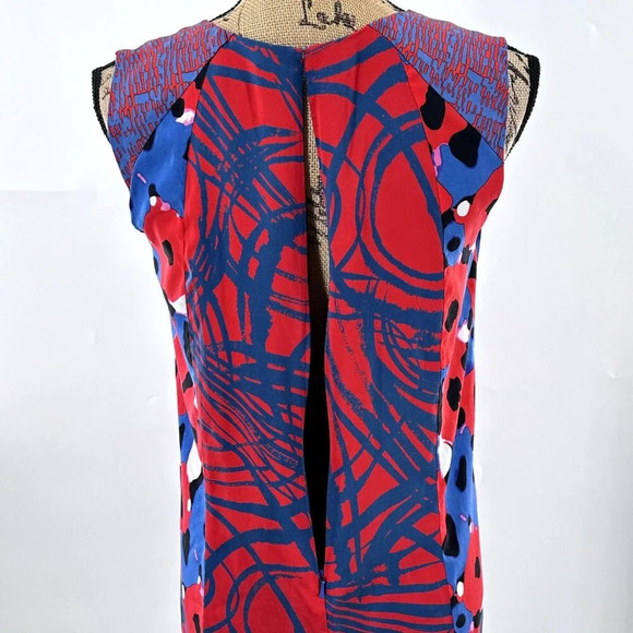 DKNY Dress Women 4 Silk Abstract Print Lined Zip Sleeveless Round Neckline Artsy - Picture 7 of 9